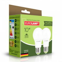 Мультипак "1+1" світлодіодна лампа Eurolamp A60 10W E27 3000K MLP-LED-A60-10272(E)