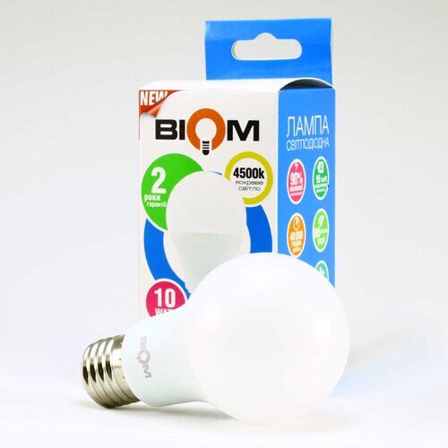 Світлодіодна лампа Biom А60 10W E27 4500K BT-510