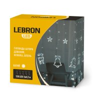 LED гирлянда Lebron штора 3x0,7м колокольчик 138LED 220В белая 15-18-92