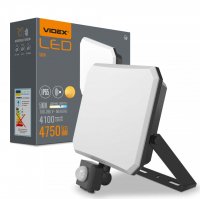 Світлодіодний прожектор Videx F3 50W 5000К IP 65 з датчиком руху і освітленості VLE-F3-0505B-S