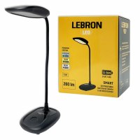 Настольная LED лампа аккумуляторная Lebron L-TL-7706BL гибкая 5W 3000-6500K черный 15-13-51