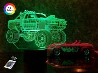3D светильник "Автомобиль 4" с пультом+адаптер+батарейки (3ААА) 08-006