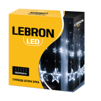 LED гирлянда Lebron штора 3x0,7м звезда 138LED 220В белая 15-18-90