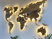 Деревянная карта Мира с LED подсветкой и гравировкой 200х120 см многоуровневая xl-2000-1200pgmn