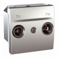 Механізм розетки ТВ-FM прохідний 2 м. Schneider серія Unica алюміній MGU3.453.30