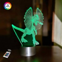 3D світильник "Ділофозавр" з пультом+адаптер+батарейки (3ААА) 7854С