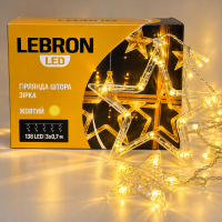 LED гирлянда Lebron штора 3x0,7м звезда 138LED 220В желтая 15-18-91