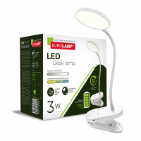 Настільна LED лампа акумуляторна Eurolamp 3W 1200mAh 2700-6500К біла LED-TLB-3W(P)USB