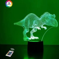 3D светильник "Тираннозавр" с пультом+адаптер+батарейки (3ААА) s0113
