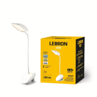 Настольная LED лампа аккумуляторная Lebron L-TL-7506WH гибкая 5W 3000-6500K белый 15-13-52