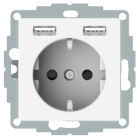Розетка із з/к + 2 USB Schneider серія Merten Білий блиск MTN2366-0319