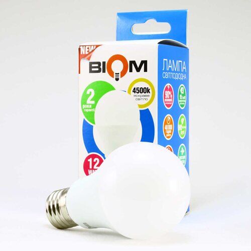 Світлодіодна лампа Biom А60 12W E27 4500K BT-512 1 432