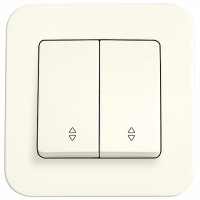 Выключатель проходной  2-х клавишный Viko Rollina кремовая (90421017)