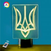 3D світильник "Герб України" з пультом+адаптер+батарейки (3ААА) 452ВВ