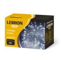 Led гирлянда Lebron линейная 100LED 10м IP20 белая 15-18-22