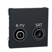Розетка R-TV/SAT, крайова, 2-мод., Unica New NU345554 антрацит
