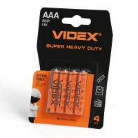 Батарейки сольові Videx R03P/AAA BLISTER 4шт. R03P/4B/AAA/1.5V