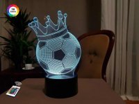 3D світильник "Футбольний м'яч з короною" з пультом+адаптер+батарейки (3ААА) 10-003