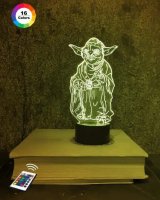 3D світильник "Йода" з пультом+адаптер+батарейки (3ААА) 06-012