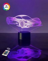 3D светильник "Автомобиль 34" с пультом+адаптер+батарейки (3ААА) 08-067