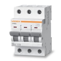 Автоматический выключатель Videx RESIST RS6 3п 10А С 6кА VF-RS6-AV3C10