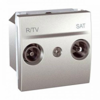 Механізм розетки TV-FM-SAT прохідний 2 м. Schneider серія Unica алюм MGU3.456.30