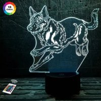 3D світильник "Німецька вівчарка 2" з пультом+адаптер+батарейки (3ААА) 02-107