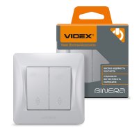 Выключатель Videx Binera серебряный шелк 2кл проходной VF-BNSW2P-SS