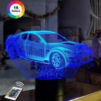 3D світильник "Автомобіль 6" з пультом+адаптер+батарейки (3ААА) 08-005