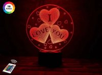 3D светильник "I love you" з пультом+адаптер+батарейки (3ААА) 01-008