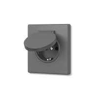 Розетка Videx Nota одинарна з заземленням та кришкою сірий графіт VF-NT-SK1GC-GR