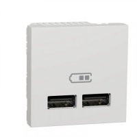 Розетка USB, 2-местная, 5 В / 2100 мА, Schneider Unica New NU341818 белый