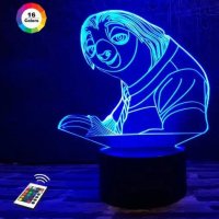 3D світильник "Лінивець" з пультом+адаптер+батарейки (3ААА) 04-028