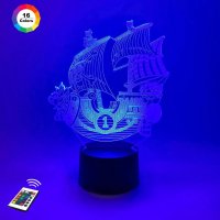 3D світильник "Корабель Ван Піс" з пультом+адаптер+батарейки (3ААА) 4567898765