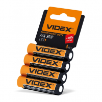 Батарейки сольові Videx R03P/AAA  SHRINK CARD блістер 4шт. R03P/AAA 4pcs SC