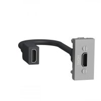 Розетка HDMI, 1-мод., Unica New NU343030 алюміній