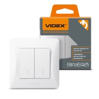 Выключатель Videx Binera белый 2кл проходной VF-BNSW2P-W
