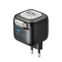 Мережевий зарядний пристрій HAVIT UC253 GaN 65W USB-A+USB-C з кабелем USB-C HV-UC253-BK