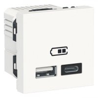 Подвійна USB розетка A+C Unica New, NU301818, біла