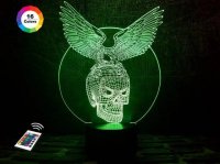 3D светильник "Хрустальный череп" с пультом+адаптер+батарейки (3ААА) 05-004