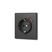 Розетка Videx Nota USB-A + USB-C 20W одинарна з заземленням чорна VF-NT-SK1GUC-BL