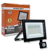 Світлодіодний LED прожектор з датчиком руху EVROLIGHT EV-50D 50W 6400K IP65 000056751