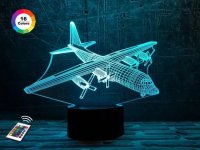 3D светильник "Самолет 4" с пультом+адаптер+батарейки (3ААА) 09-043