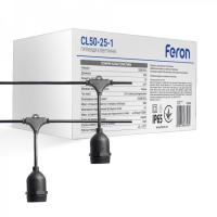Вулична гірлянда Feron Белт-лайт CL50-25-1 для ламп Е27х50шт чорна 25м IP65 без ламп 7487