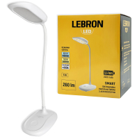 Настільна LED лампа акумуляторна Lebron L-TL-7706WH гнучка 5W 3000-6500K білий 15-13-50