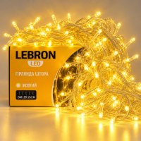 LED гирлянда Lebron штора 2x2м 240LED 220В желтая 15-18-75