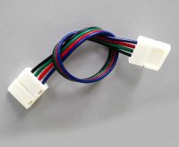 Коннектор Biom для LED ленты 12В 10мм 2 зажима через провод 4pin (RGB) 15см №9 566