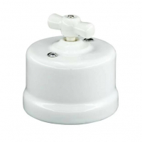 Ретро вимикач накладний поворотний RE керамічний 1кл прохідний білий CSO-white