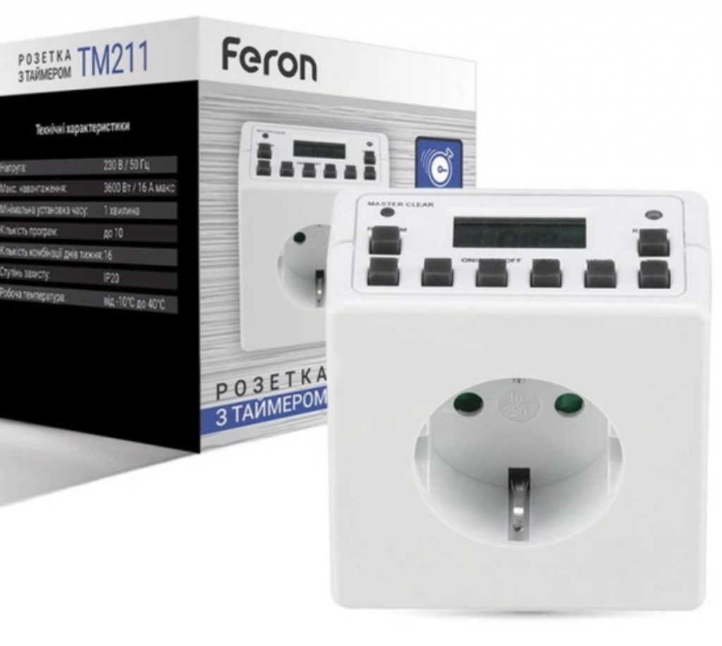Розетка з таймером Feron TM211 (тижнева)