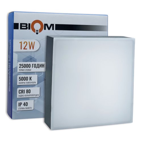 LED светильник накладной Biom 12W 5000К IP40 квадрат черный NL-2-S12-B-5 25799
